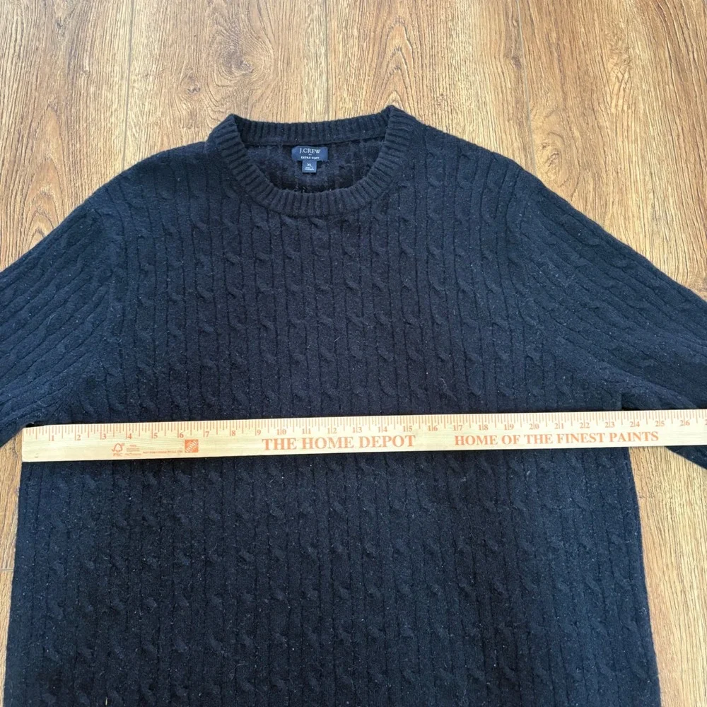 J.Crew Extra Soft Cable Knit Sweater Mens XL Black Crewneck Wool‎ Blend Pullover